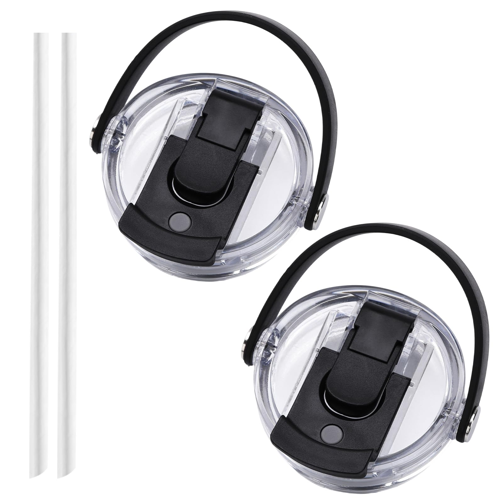 Photo 1 of 2 PCS Replacement Lids, Suitable for 20oz and 30oz Stanley Cups, with Handle, Flip-Top and Straw Dual-Use, Leak-Proof and Splash-Resistant