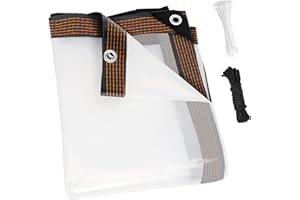 ZYP 8x10 FT Heavy Duty Clear Waterproof Tarps Outdoor Garden Rainproof Covering,Clear Vinyl Tarp with Grommets,Transparent Waterproof Tarpaulin for Covering Henhouse Porch Canopy Plant Camping