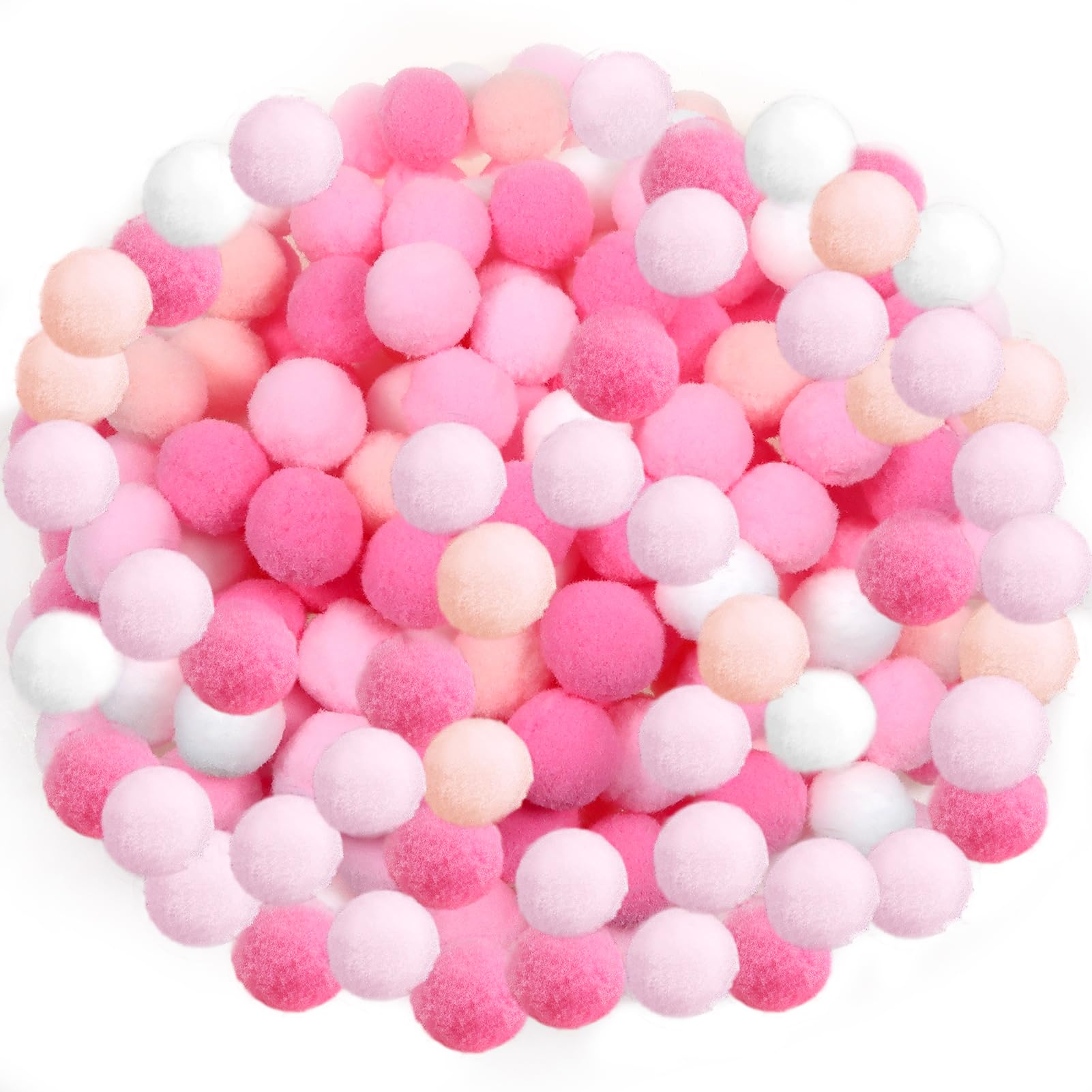 TOAOB 300pcs 25mm Pom Poms Pink Series Felt Balls Pompoms for Crafting DIY Crafts Decorations