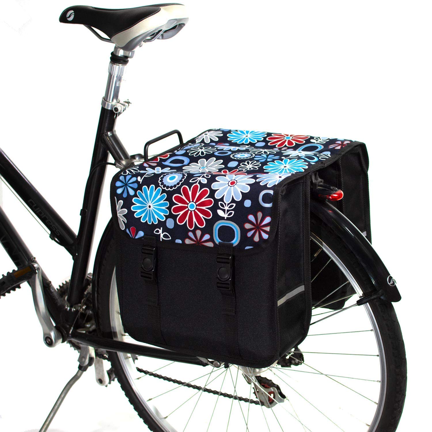 BikyBag Classic - Double Bicycle Panniers - 26L Water-Resistant Bike Pannier Bag for Rear Rack | Commuter & Shopping Cycling Bag (Daisy)