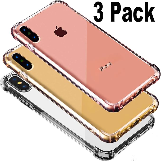 [3Pack] CaseHQ Designed Gold+Clear+Rosegold Clear Case for