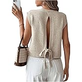 Verdusa Women's Backless Tie Knot Knit Sweater Vest Sleeveless Summer Sweater Vest