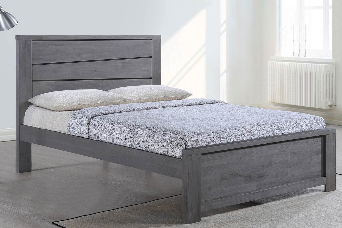 Gawsworth Solid Wooden Grey Bed Frame Double/King size by Sleep Design