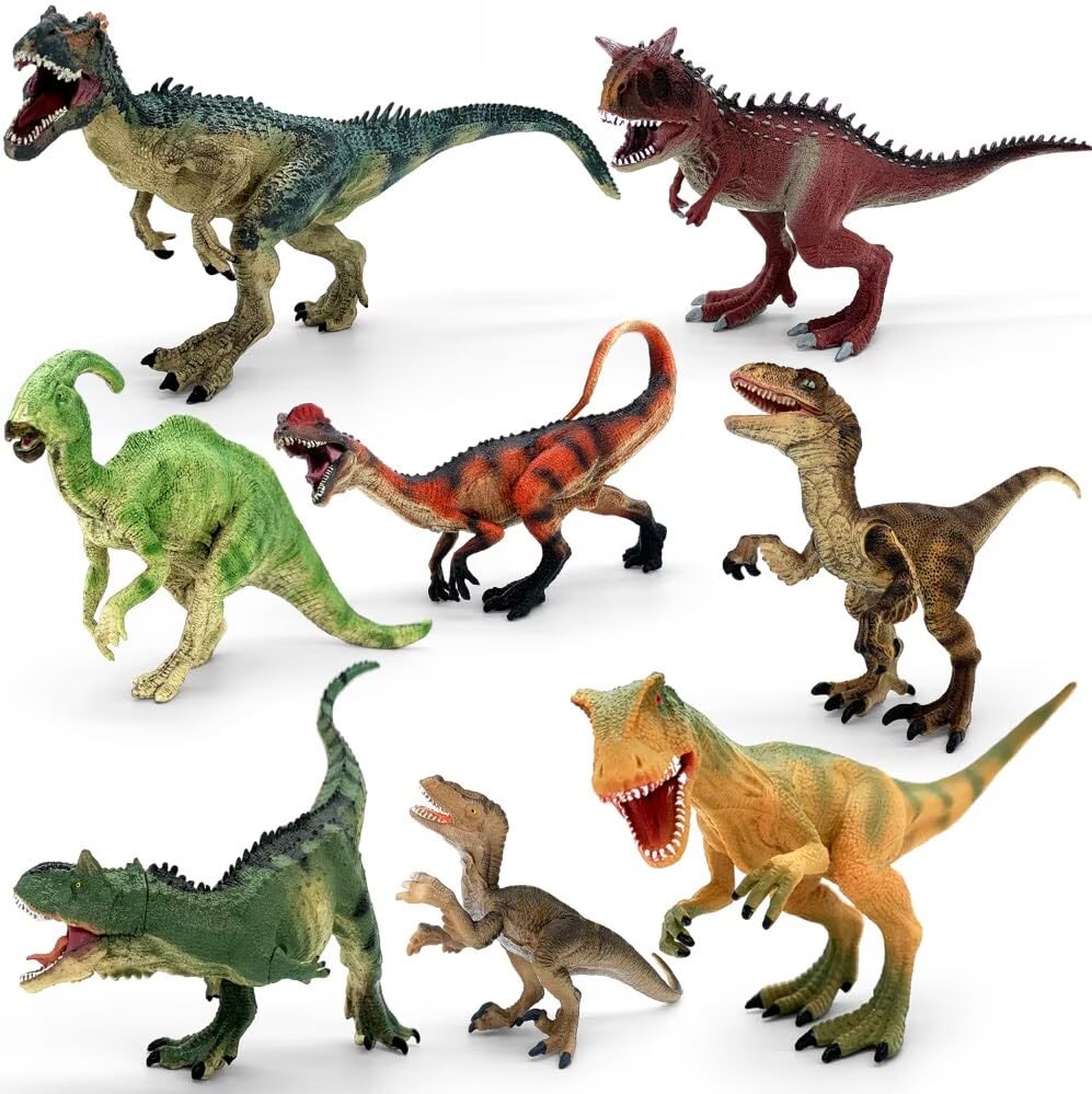 BIROHOSR Dinosaur Playset with 14" Indominus Rex & 8 Detailed Dino Figures - Educational Toy for 3-8 Year Old Boys Girls (Movable Jaw Dino 8 PCS)