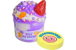 Peachybbies Ube Ice Cream Cloud Slime - Made in USA Premium, 100% Authentic, 7 oz, Scented for Kids, ASMR, Slime Charms, Fidget Toys