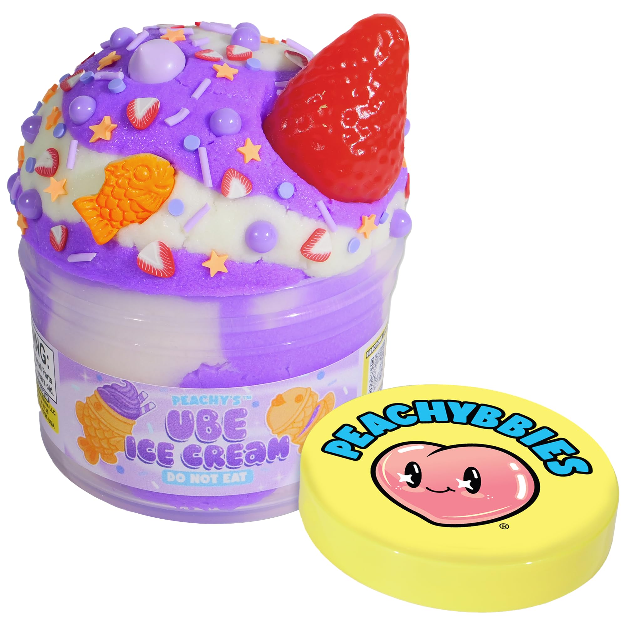 Peachybbies Ube Ice Cream Cloud Slime - Made in USA Premium, 100% Authentic, 7 oz, Scented for Kids, ASMR, Slime Charms, Fidget Toys