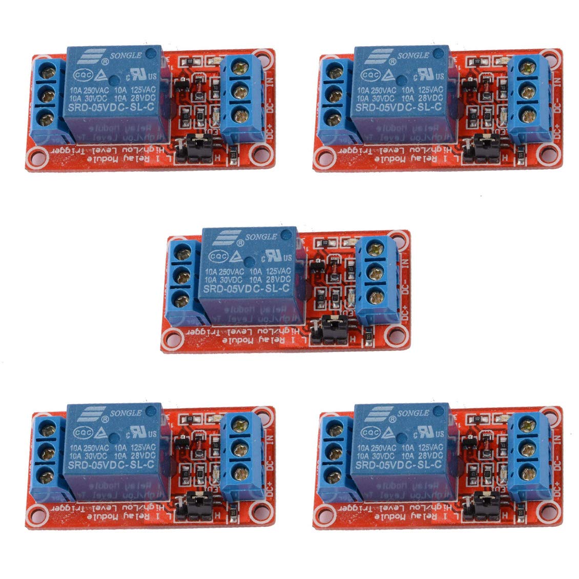 YOUMILE 5 Pack 5V One 1 Channel Relay Module Board Shield with optocoupler Support High and Low Level Trigger