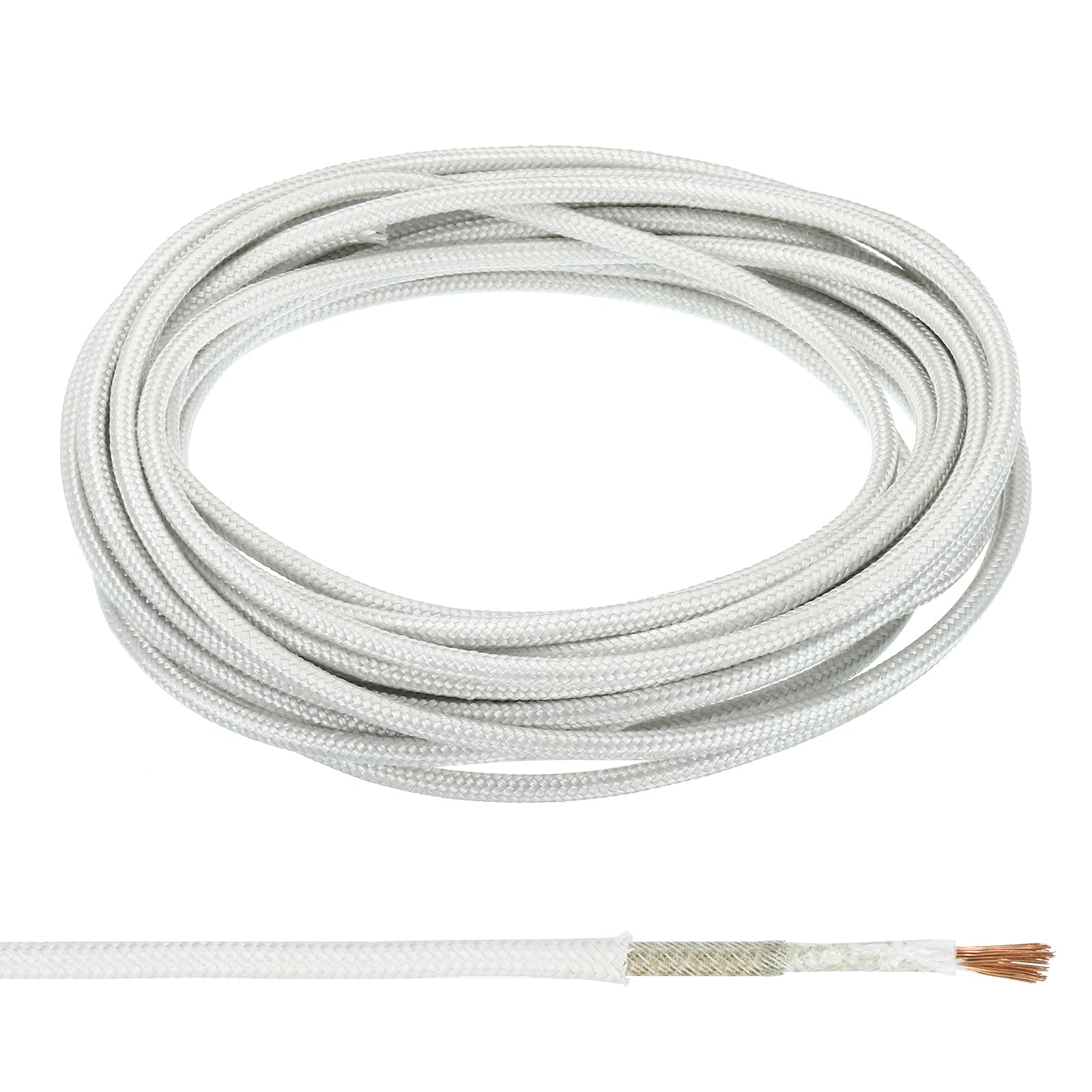PATIKIL 26.3Ft 11AWG High Temperature Wire, -60-350 Degrees Celsius Mica Glass Fiber Electronic Wire Insulated Heat Resistant Electronical Flexible Cable for Lamp Boiler Heater, White