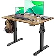 Claiks Electric Standing Desk, Adjustable Height Stand up Desk, 40x24 Inches Sit Stand Home Office Desk with Splice Board, Black Frame/Rustic Brown Top