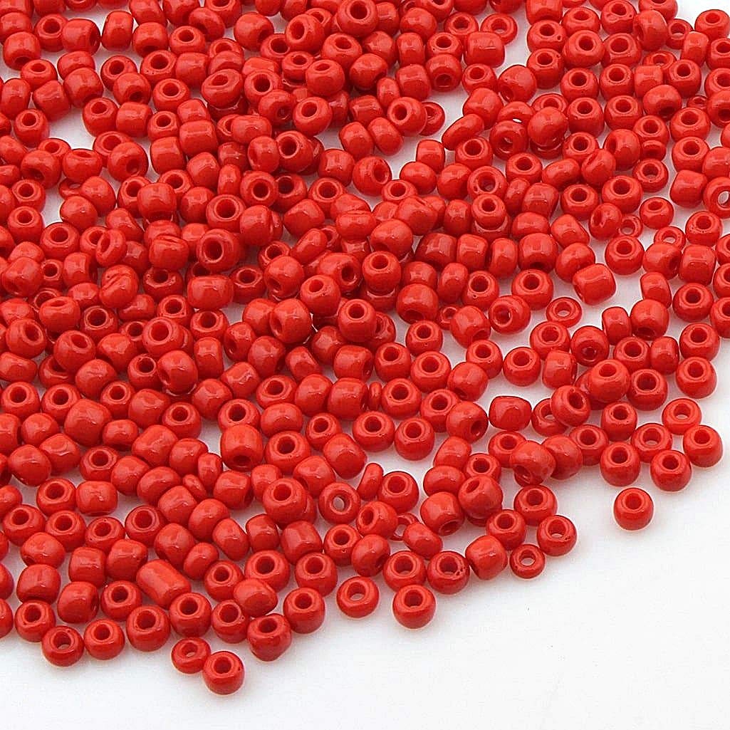 Pack of 3300 Glass Seed Beads 3 mm Opaque Matt 8/0 Pony Beads Opaque Seed Beads Choice of Colours (Red)