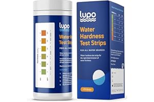 LUPO GLOBAL Lupo Premium Water Hardness Test Kit | Quick & Accurate Hard Water Test Kit for Measuring Water Hardness from All Water Sources | 0-425 ppm (Calcium Carbonate) | Large Pack Size: 175 Test Strips