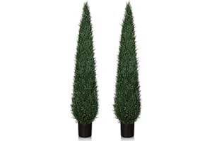 Artificial Cedar Topiary Trees, 6FT Topiary Trees Artificial Outdoor UV Resistant, Realistic Potted Fake Pine Plants Shrubs f