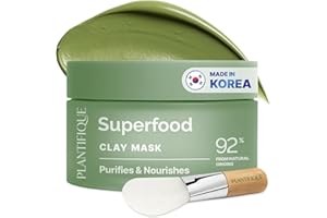 PLANTIFIQUE Clay Mask with Avocado & Superfoods - Korean Face Masks Skincare Products - Dermatologically Tested - Masque Visa