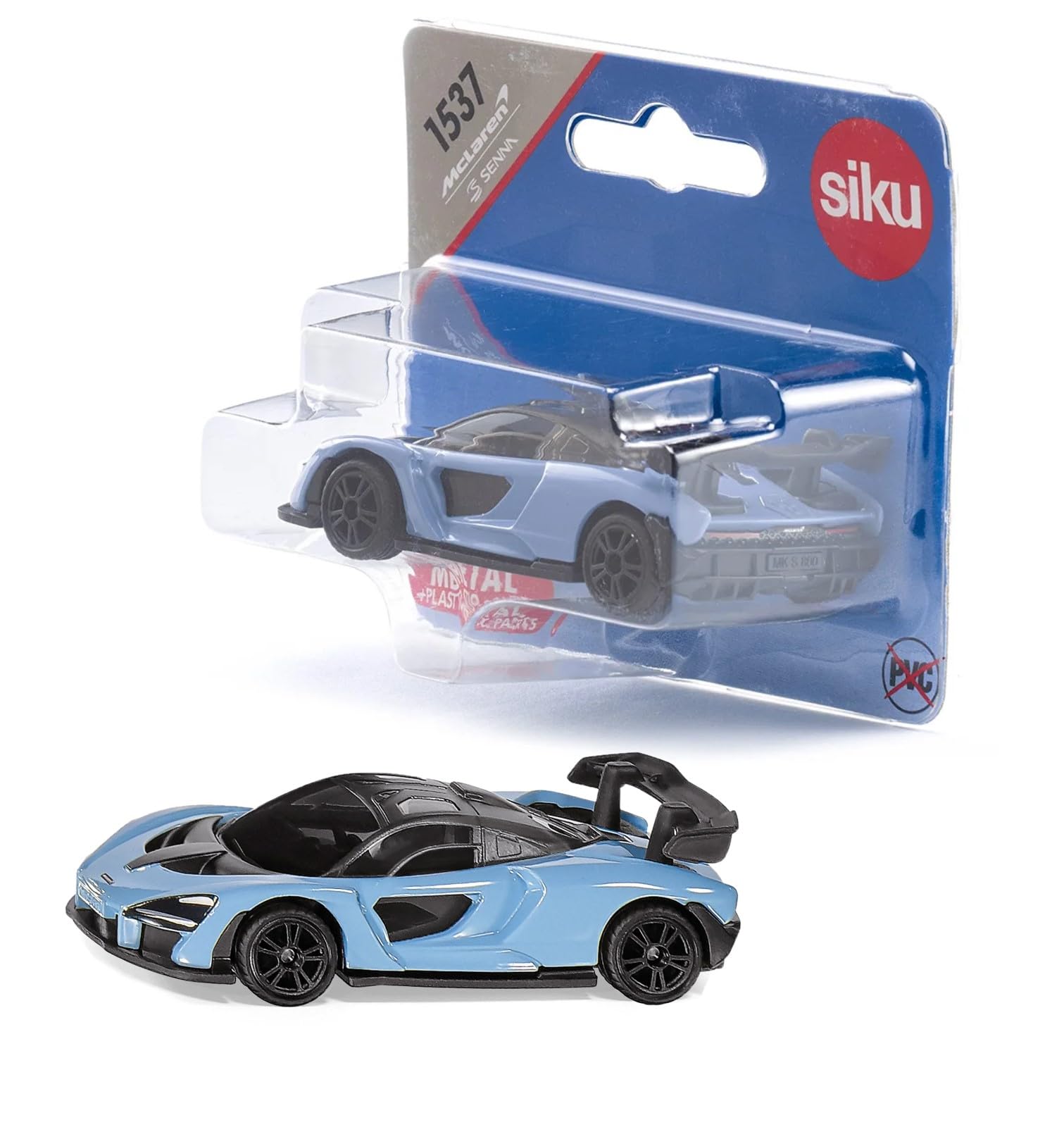 siku 1537, McLaren Senna Sportwagen, Metall/Kunststoff, Hellblau, Gummierte Reifen, Anhängerkupplung, Spielzeugauto für Kinder