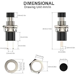 DIYhz Momentary Push Button Switch, 1A 250VAC SPST