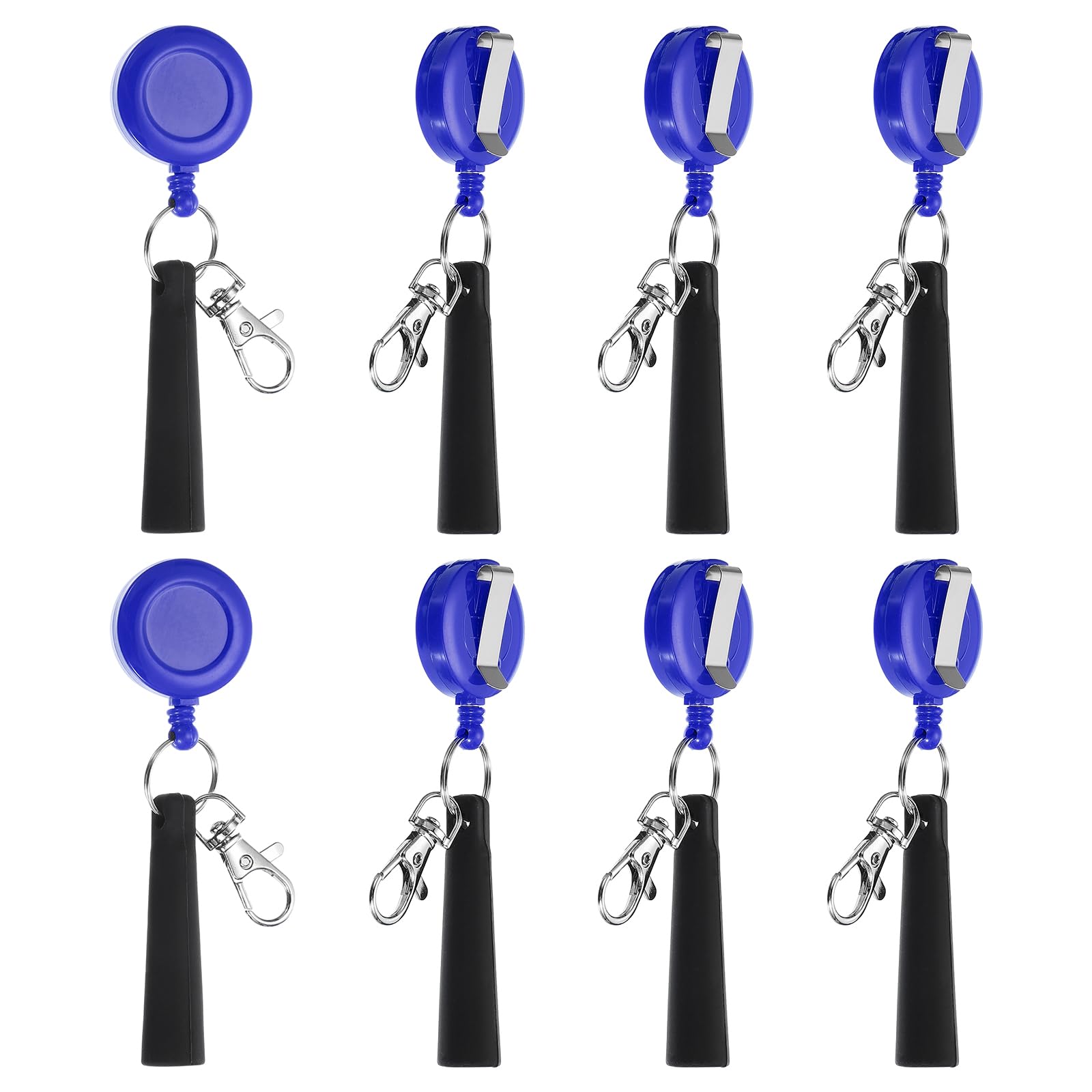 PATIKIL Retractable Pen Holder, 8 Pack Pull Pen Pencil Holder Elastic Silicone Grip Pencil Holder for Woodwork Bricklayer Markers and Carpenter Pencils, Blue