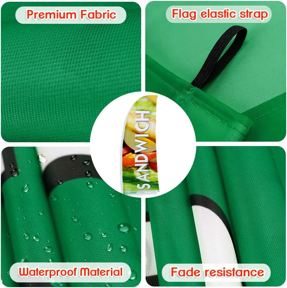 QSUM Sandwich Feather Flag,8FT Sandwich Advertising Swooper Flag with Pole Kit, Ground Spike, Signs for Businesses and Storefronts - Image 4