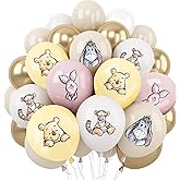 30pcs Classic Winnie Baby Shower Decorations, 12 Inch Winnie Bear Balloons Arch Kit, 5 Designs Neutral Gender Party Supplies for Birthday Gender Reveal Newborn Celebration