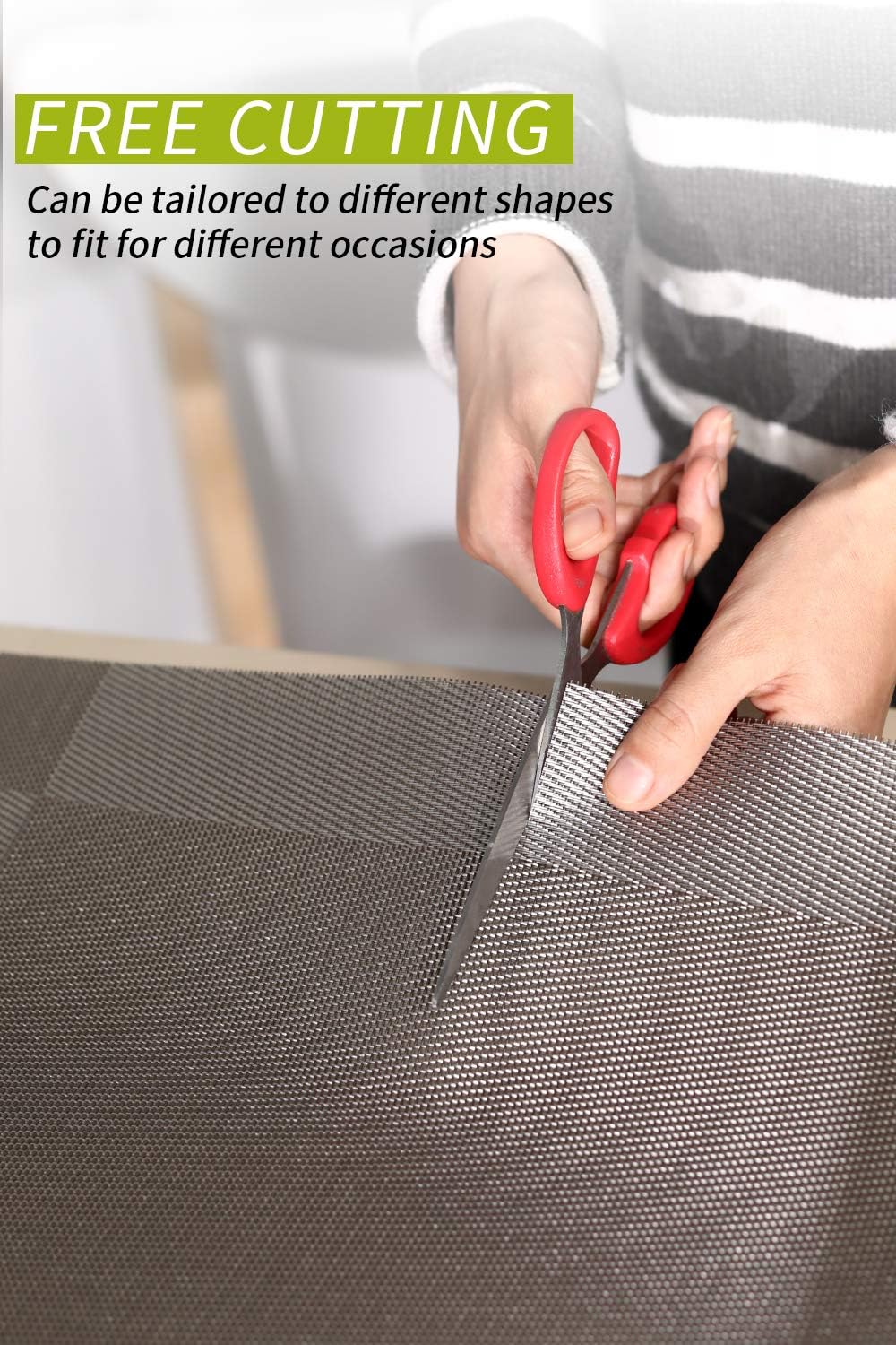 Syntus Placemats, Silver Grey PVC Woven Vinyl Table Mats Washable Non-Slip Heat Resistant for Kitchen Dinning Table Thanksgiving & Christmas, Set of 4: Home & Kitchen