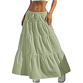 Verdusa Women's Long Maxi Skirt 2026 Boho Flowy Flared Ruffle Skirts Beach Vacation Spring Going Out Outfits