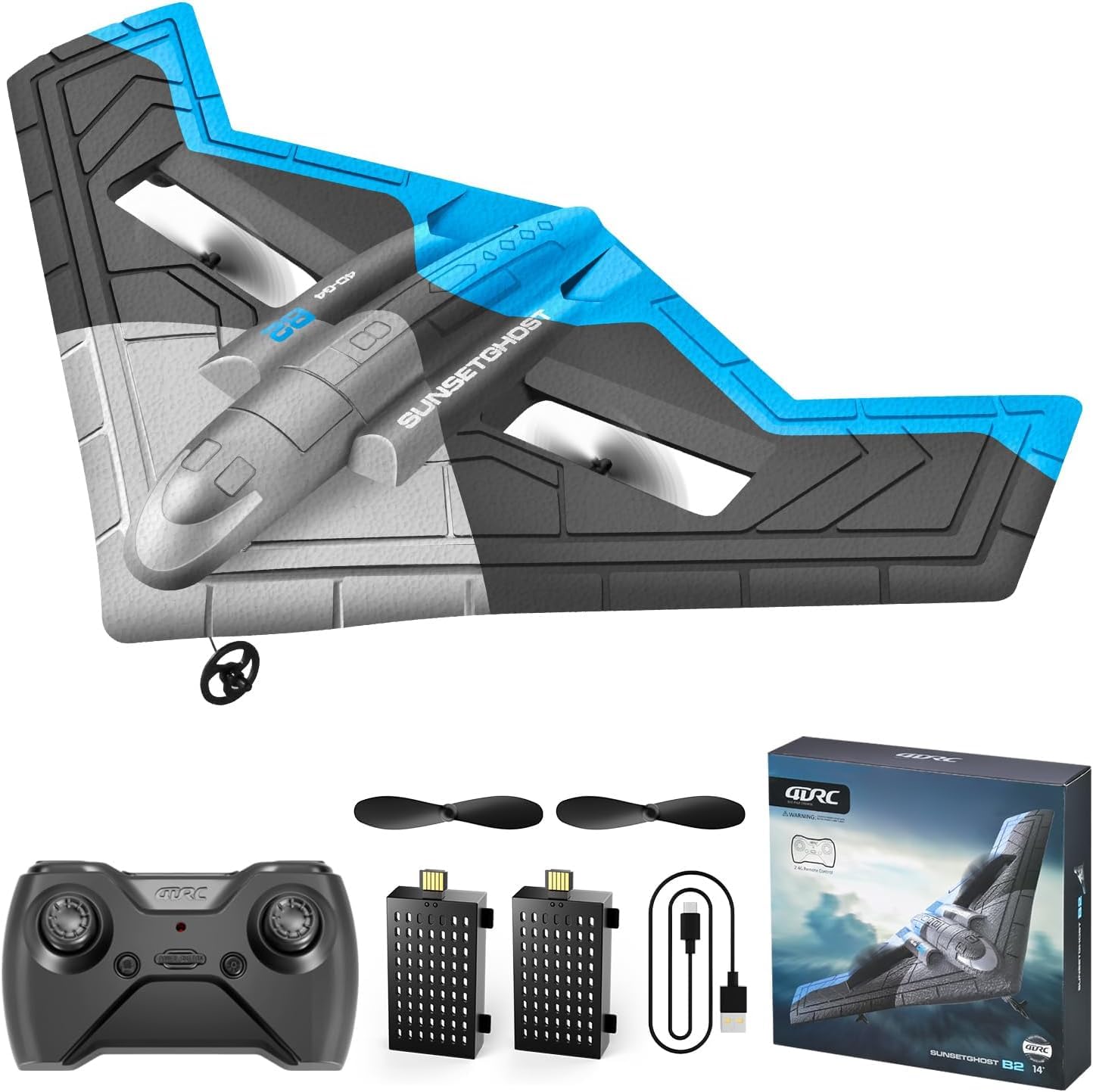 Photo 1 of **MISSING REMOTE & LANDING GEAR** 4DRC G4 Rc Planes,RC Plane wiht Lights,Remote Control Airplane Fighter Toys,2.4GHz RTF Aircraft Jet Plane with 2 Batteries,Easy to Fly for Beginners Kids Adults