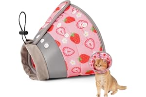 Avont Cat Cone Collar Soft to Stop Licking, Adjustable Foldable Lightweight Kitten Recovery Collar After Surgery for Small Dogs, Elizabeth Cone of Shame Alternative -Strawberry(S)