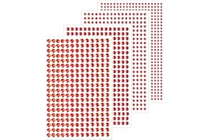 QHAJRYYC 4 Sheets Self Adhesive Pearl Stickers, Self 4 Sizes Bling Rhinestone Sticker, Rhinestone Stickers,Flat Back Pearls Sticker for DIY Crafts Craft Card Decorations Nail Art Beauty Makeup (Red)