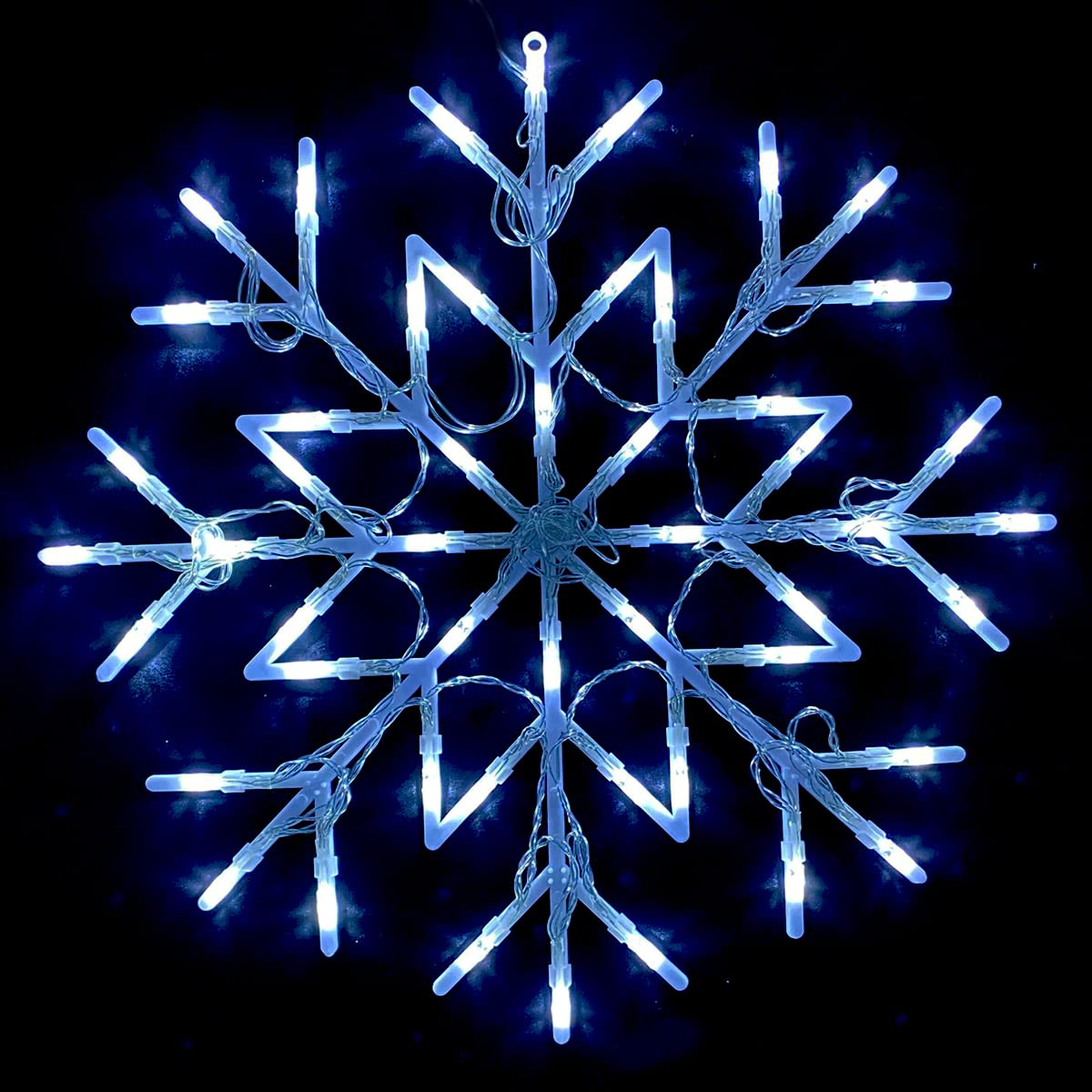 Almineez Christmas 50 LED Snowflake Light Flashing Silhouette Home Window Xmas Festive Decoration Flashing Lights - New Year Light Up Party (Cool White)