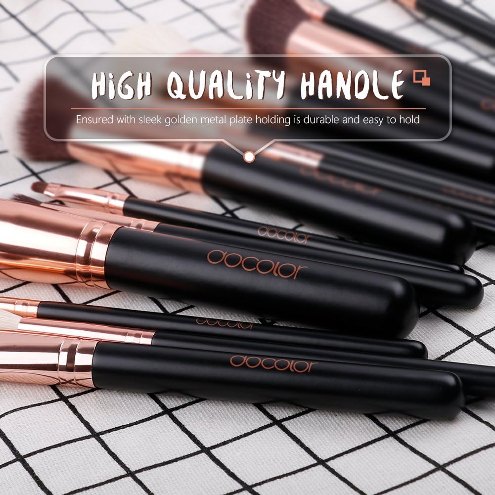 docolor Makeup Brushes 15Pcs Professional Makeup Brush Set including Travel Bag Powder Foundation Concealers Eyeshadow Eyeliner Blending Lip Brush Tools Gift Choice - Image 3