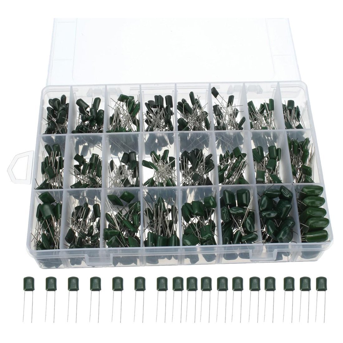 DollaTek 100V 24value 660pcs Polyester Film capacitor assorted kit box assorstment