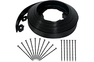Quibbay 2 Inch x 50FT Landscape Edging Border with 45 Anchoring Spikes, No Dig Garden Border Edging Kit, Plastic Lawn Edging Border for Landscaping Garden Flower Beds Lawn Yard Paver Pathway, Black