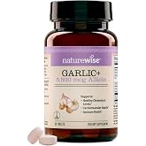 NatureWise Garlic Extract 5,500 mcg Allicin Supplement - Healthy Cholesterol &amp; Blood Pressure Formula + Vitamins B &amp; C - Vegan Tablets w/Enteric Coating, Non-GMO, Gluten-Free, 60 Count [30-Day Supply]