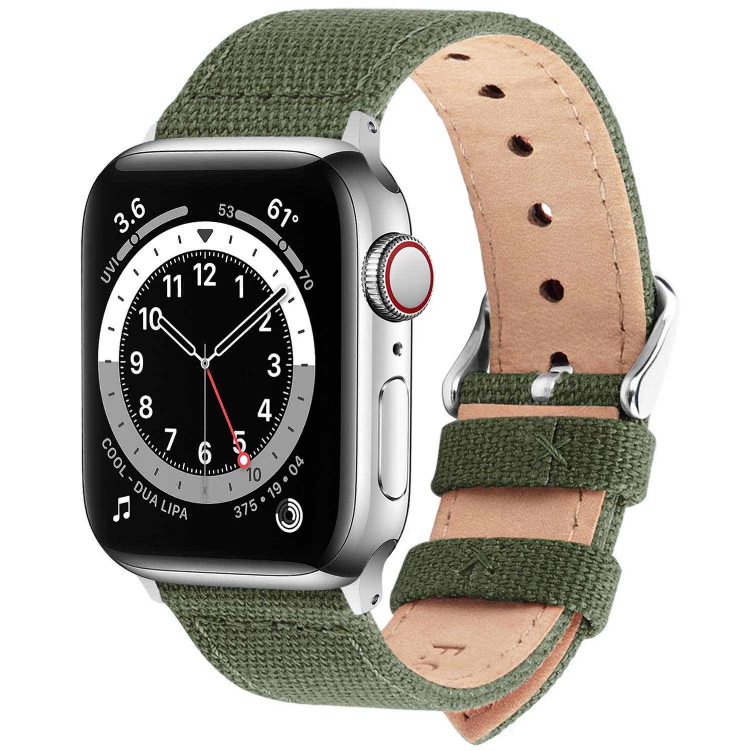 8 Colors Canvas Apple Watch Strap 42mm 44mm 38mm 40mm, Compatible with Apple Watch Series SE/6/5/4/3/2/1
