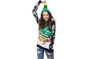 U LOOK UGLY TODAY Women Ugly Christmas Hoodie for Adult Men`s Unisex Xmas Hooded Sweater Pullover for Party Festive