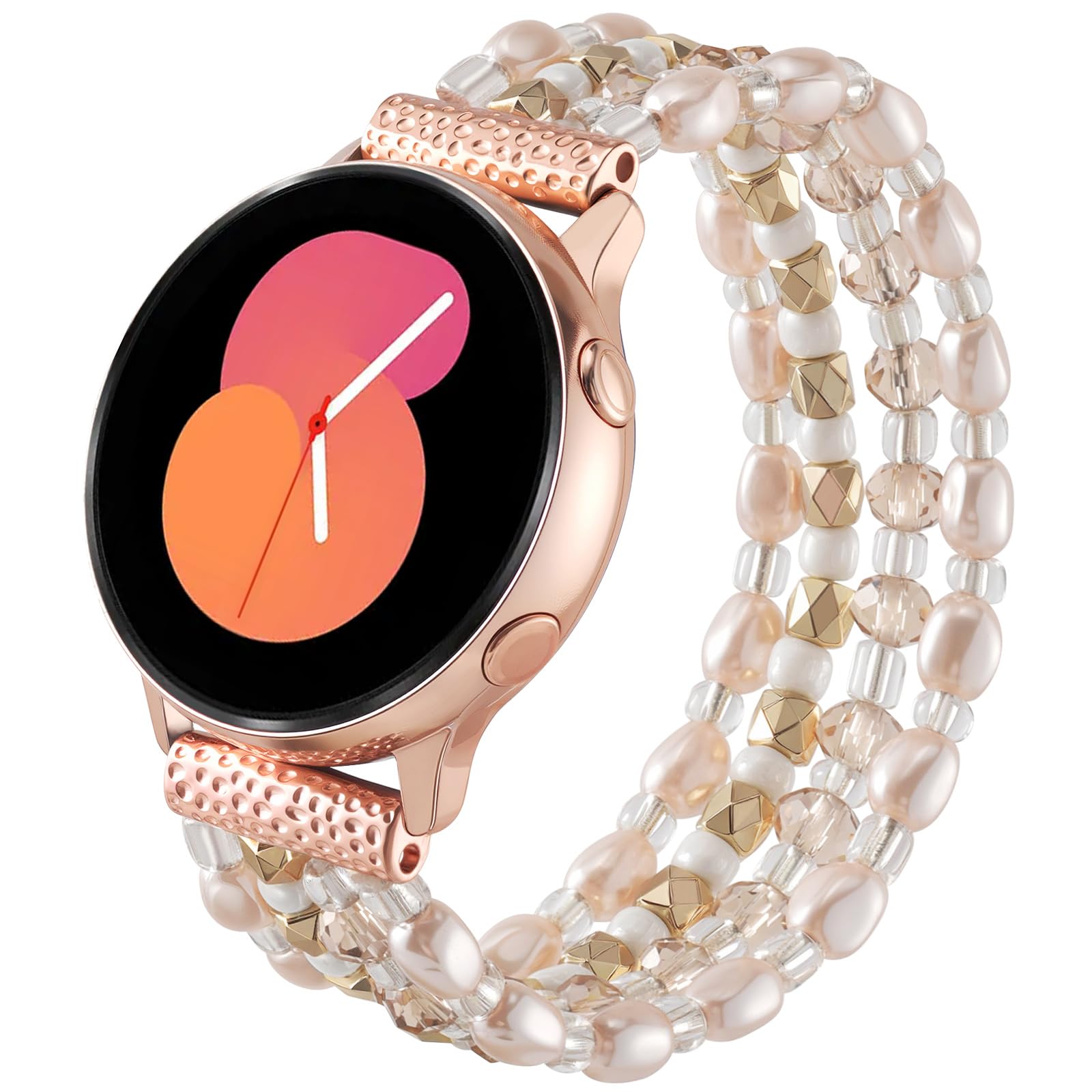 VISOOM Unique Beaded Bracelet Compatible for Samsung Galaxy Watch 8/7/6/5/4 40/44mm Bands/Active 2 Watch 4 Classic 42mm Band Women, 20mm Handmade Cute Stretchy Boho Bracelet for Galaxy Watch 5 pro