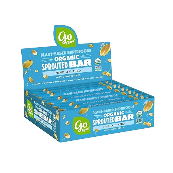 GO RAW ORGANIC SPROUTED PUMPKIN SEED BARS, 10 COUNT, SEA SALTED, KETO, SUPERFOOD