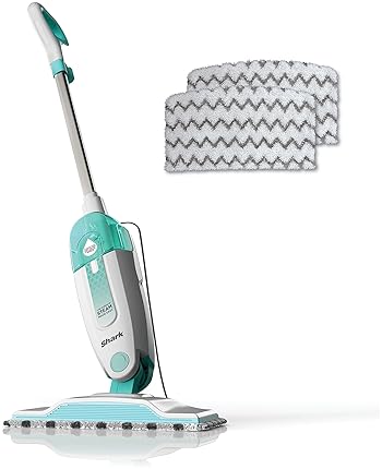 Vacuums & Floor Care - Shark Steam Mop with 2 Machine Washable Dirt Grip Pads, Removable Water Tank, Lightweight, Steam Cleaner for sealed Hard Floors, Marble, Stone, Hardwood, Tile, Laminate, White/Seafoam, S1000