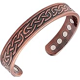 Reevaria Heavyweight Large Copper Celtic Magnetic Cuff Bracelet for Men, with 10 Magnets