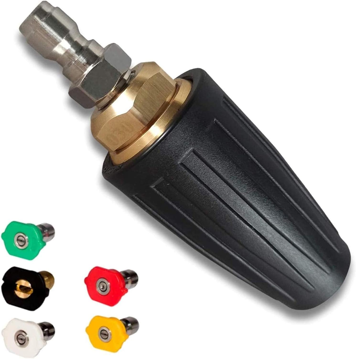 Xiny Tool Rotating Turbo Nozzle, 1/4 Inch Rotating Turbo Nozzle for Pressure Washer with 5 Nozzle Tips, Orifice 3.0, 4000 PSI: Home Improvement