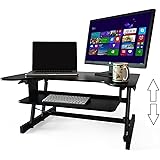 Standing Desk - the DeskRiser - Height Adjustable Sit Stand Up Dual Monitor Office Computer Desk - Heavy Duty Supports up to 50 Lbs 32" Wide Desks Converter