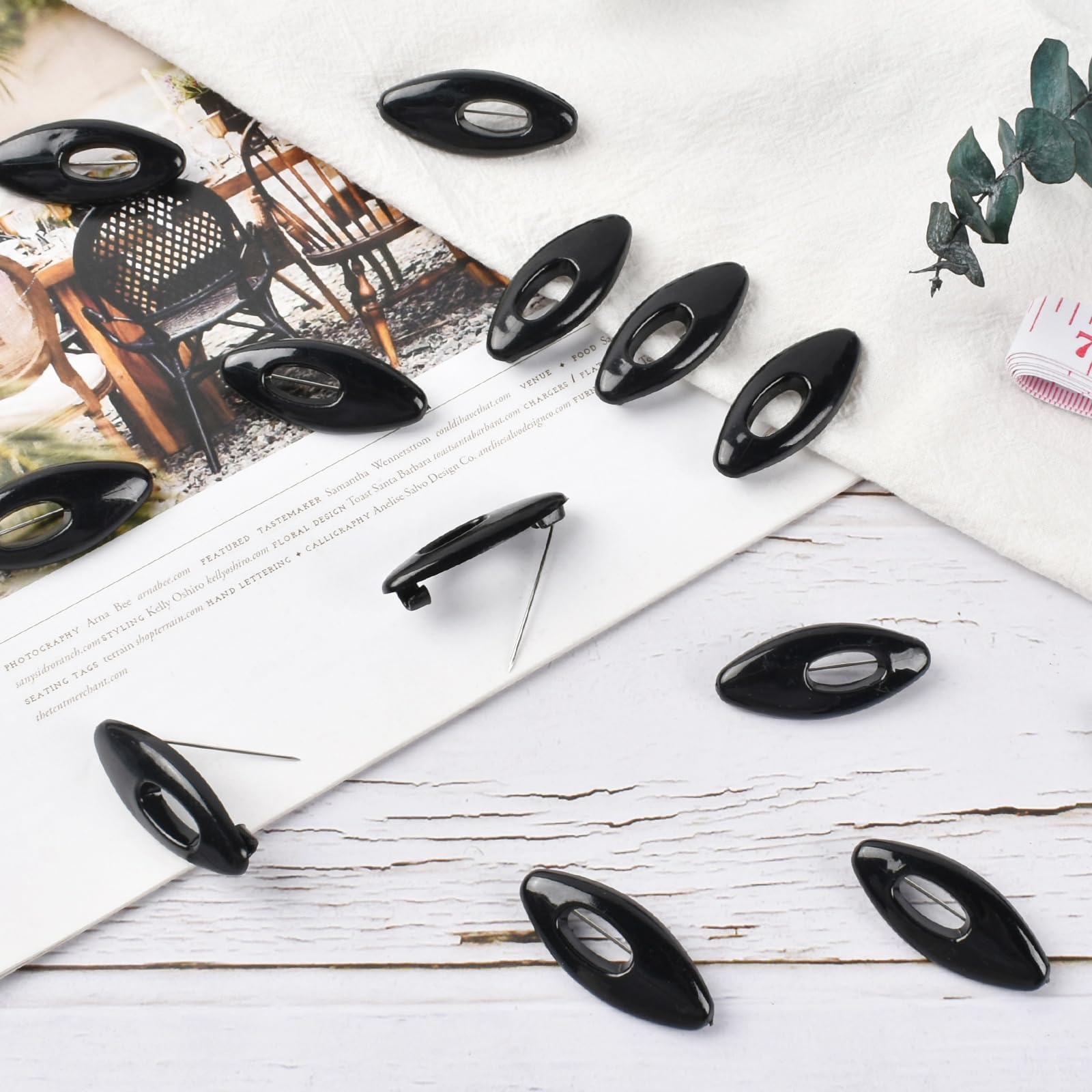 Black Scarf Safety Pins, Plastic Cover Pins Oval Safety Pin For Safety Locking Clothes Brooch Pins Scarf Clips Set of 30 Hanycon