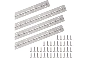 TENUBO 4PCS 18Inch Continuous Piano Hinge, Stainless Steel Continuous Hinge with Holes Heavy Duty Continuous & Piano Hinges for Folding Cabinet Storage Box, 0.04" Thickness Leaf Thickness, Gold