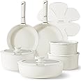 CAROTE 17pcs Pots and Pans Set, Nonstick Cookware Set Detachable Handle, Induction Kitchen Cookware Sets Non Stick with Removable Handle, RV Cookware Set, Oven Safe, Saucepan Set