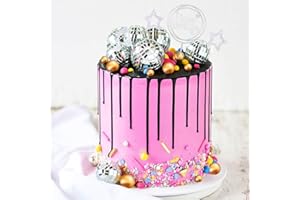 BSRESIN 33 PCS Disco Ball Cake Topper, Silver Disco Balls Happy Birthday Cake Decorations for Birthday, Cowgirl Party, Bachelorette Party, 70s 80s 90s Theme Disco Party Decorations Supplies