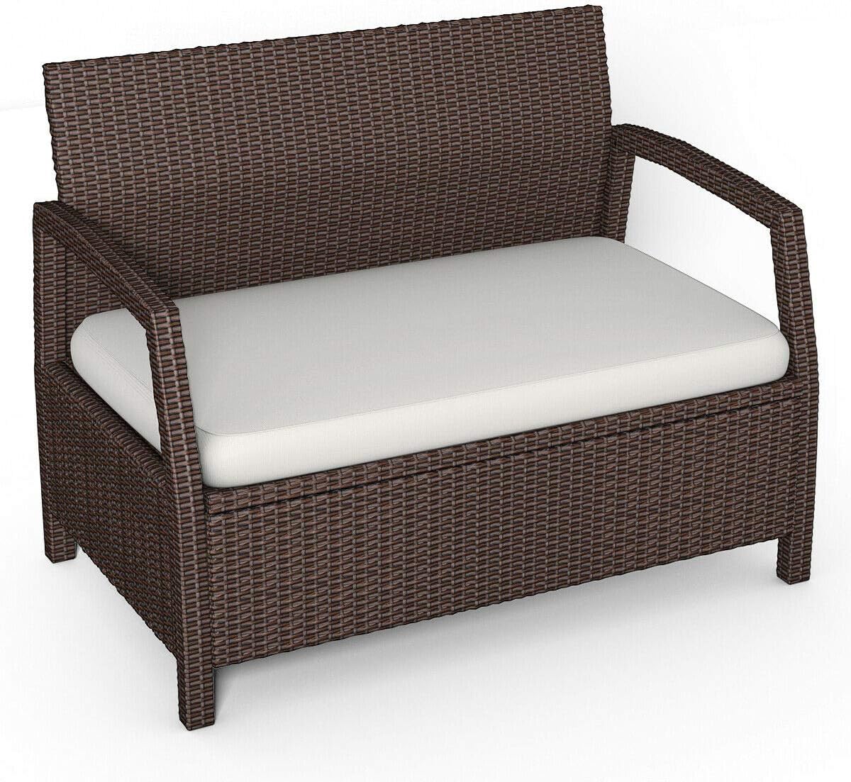Tangkula Bench Couch Chair Patio Furniture Sofas, Brown: Kitchen & Dining