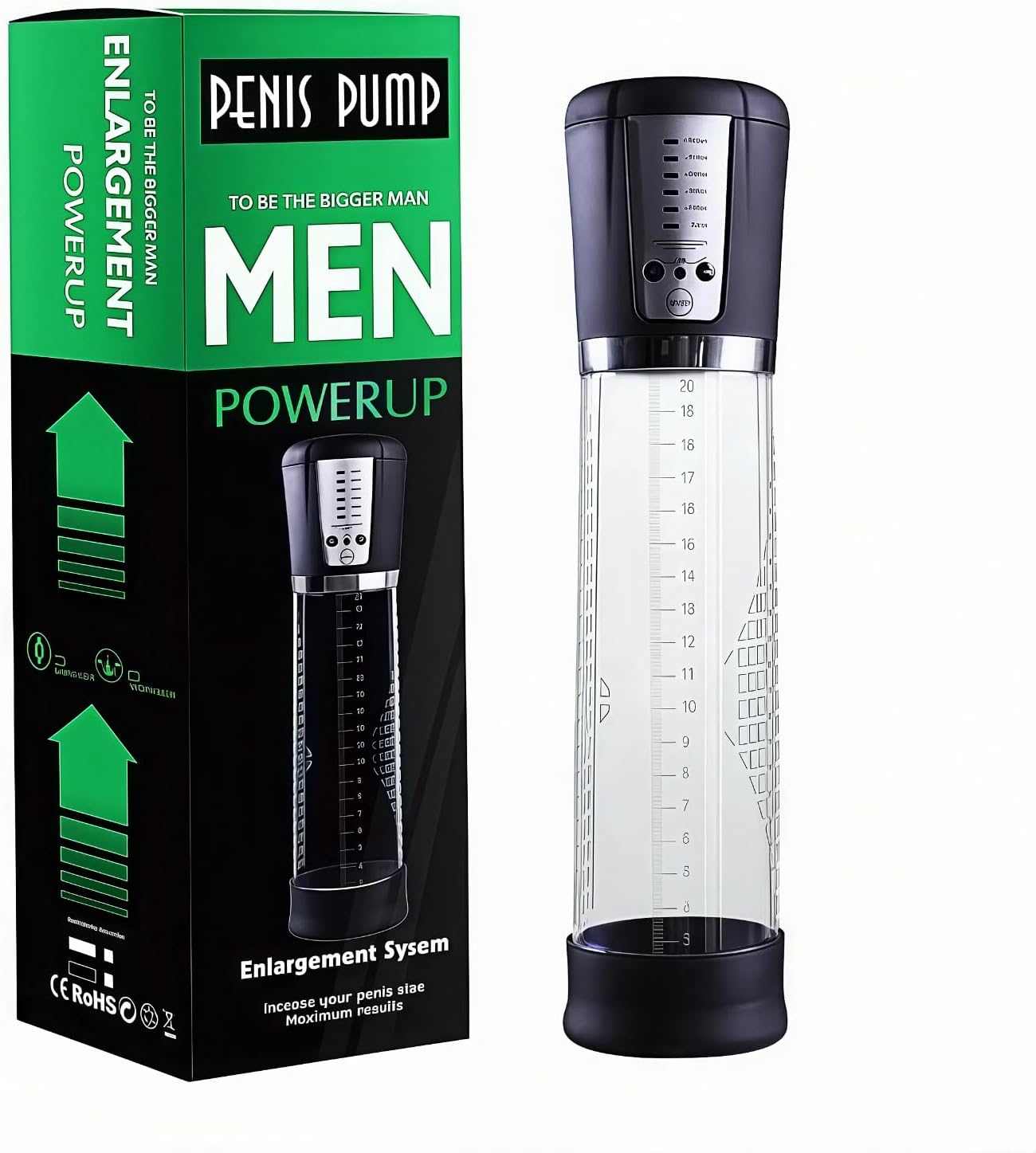 Automatic Penis Pump for Men – Rechargeable Electric Vacuum Pump with 4 Suction Intensities, Smart Pressure Display, Waterproof & Easy to Clean, Male Enhancement Tool，Sex Toys