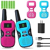 Walkie Talkies for Kids Rechargeable 2 Pack: Walkie-Talkies for Kid - Walky Talky for Kids - Long Range Outdoor, Hiking, Camping Toys for 3-12 Year Old Girls Boys Gifts Christmas Games