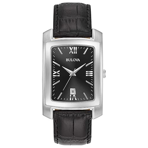 Bulova Classic Quartz Mens Watch, Stainless Steel with Black