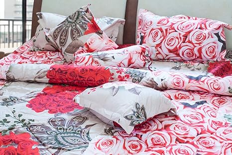 Buy Atmax Roofino 7 Piece 5d Comforter Set Tan Colour Pinks And