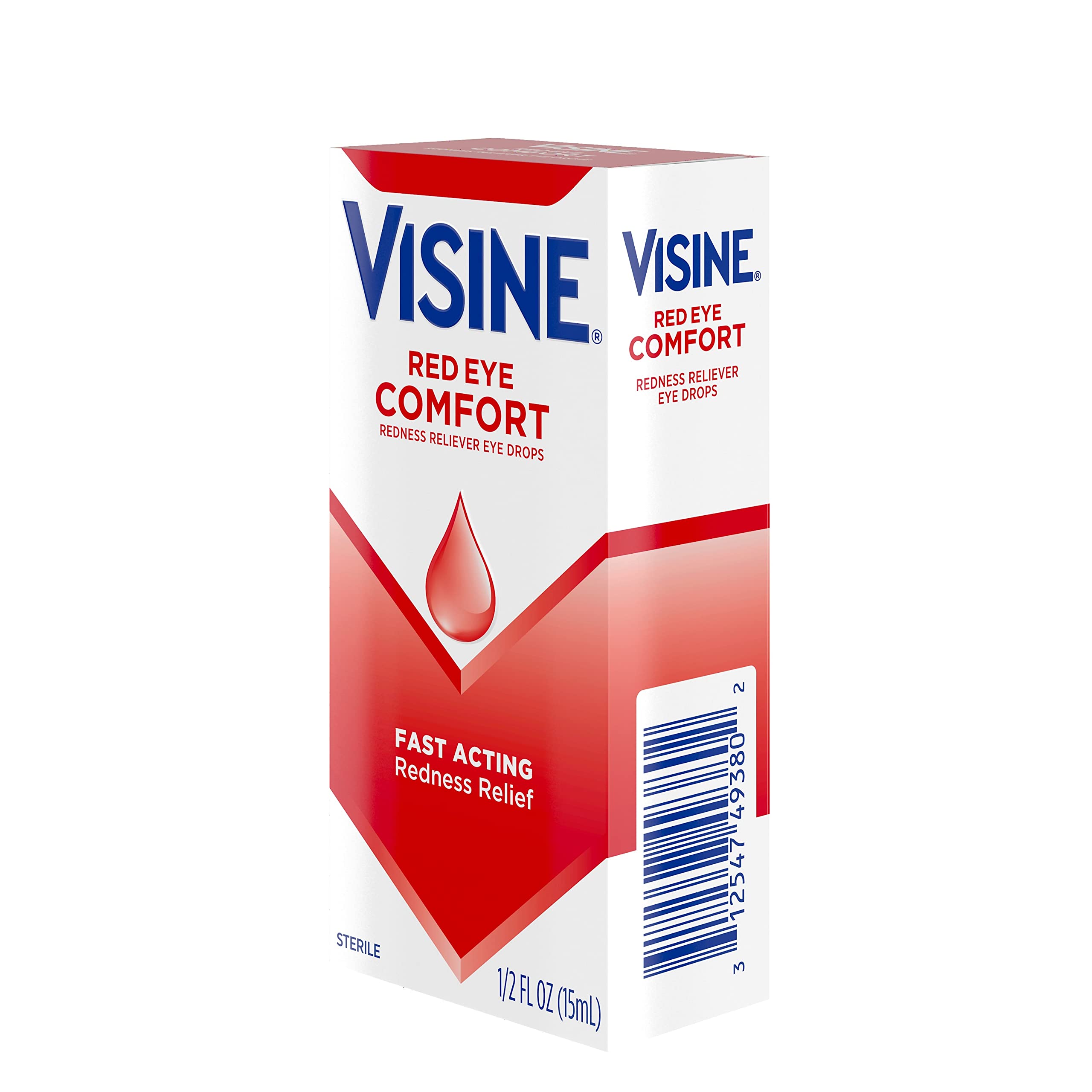 Visine Red Eye Comfort Redness Relief Eye Drops to Help Relieve Red Eyes Due to Minor Eye Irritations Fast, Tetrahydrozoline HCl, 0.5 fl. oz